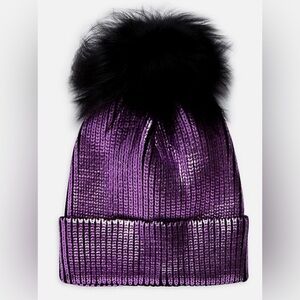 Metallic Purple Fox Fur Pom Beanie
- BRAND NEW, never worn.